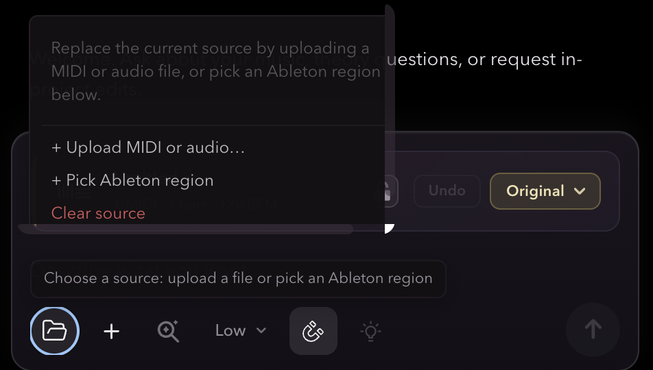 MIDI upload menu